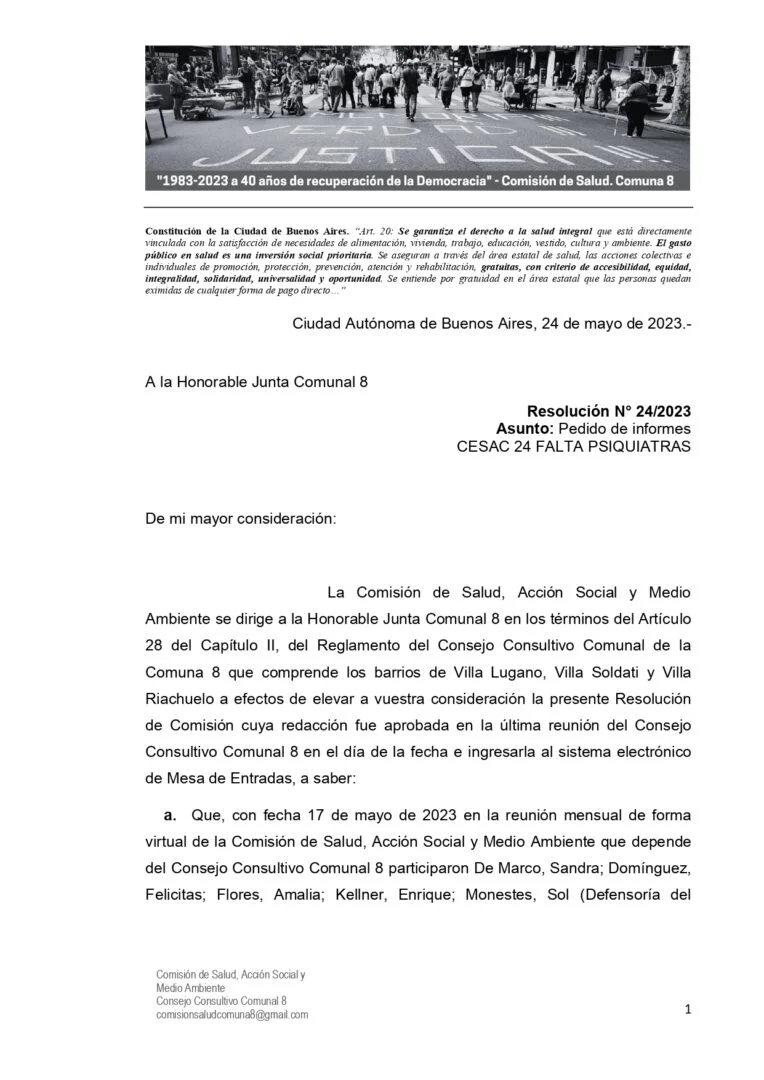 Cesac 24 Faltan Psiquiatras