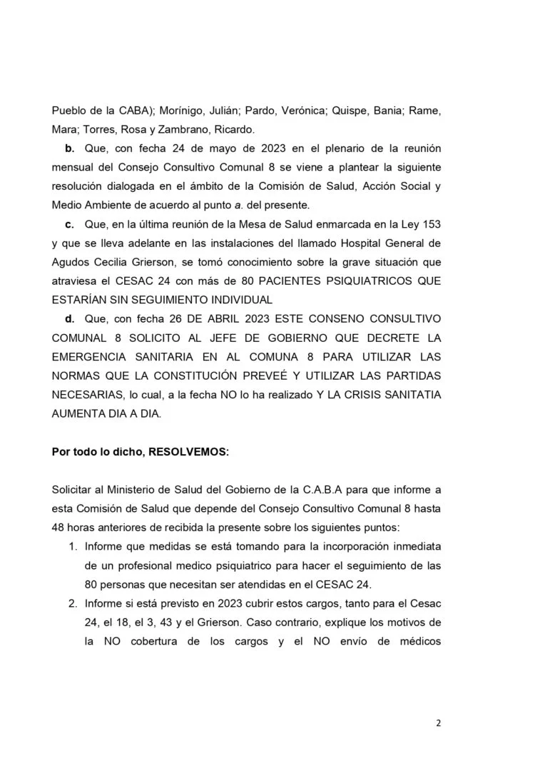 Cesac 24 Faltan Psiquiatras